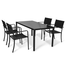DORITA OUTDOOR SET WITH TABLE AND 4 CHAIRS BLACK FABRIC AND BLACK FRAME 21723 DORITA ΣΕΤ ΚΗΠΟΥ ΜΕ 4 ΚΑΡΕΚΛΕΣ ΚΑΙ ΤΡΑΠΕΖΙ ΣΕ ΜΑΥΡΟ ΥΦΑΣΜΑ ΚΑΙ ΜΑΥΡΟ ΠΛΑΙΣΙΟ 21723